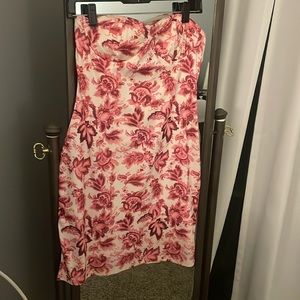 strapless floral dress